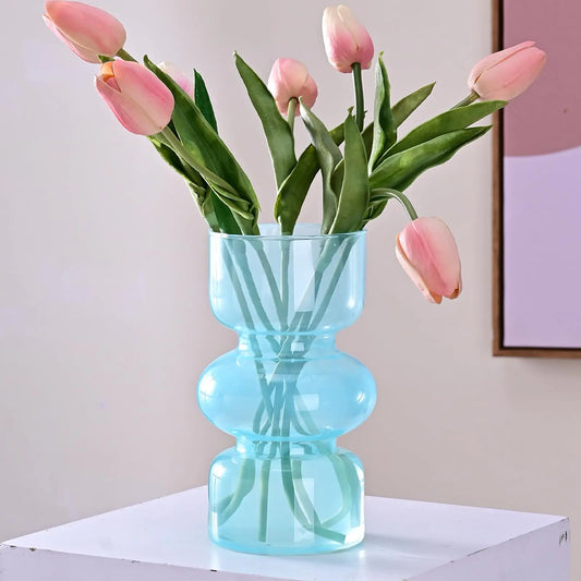 Blue Glass Flower Vase
